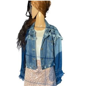 Ruffled Jean Jacket for Women. Size Medium (8-10)